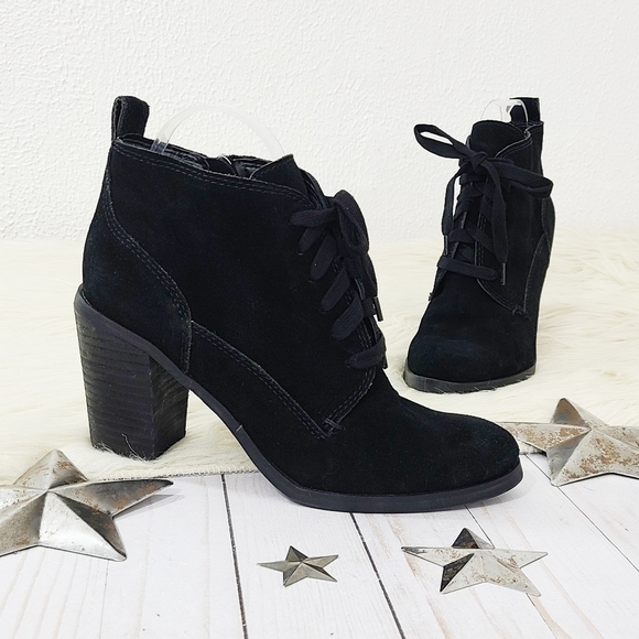Dolce Vita Seiko lace up black suede boots block heel size 9 - Picture 1 of 10